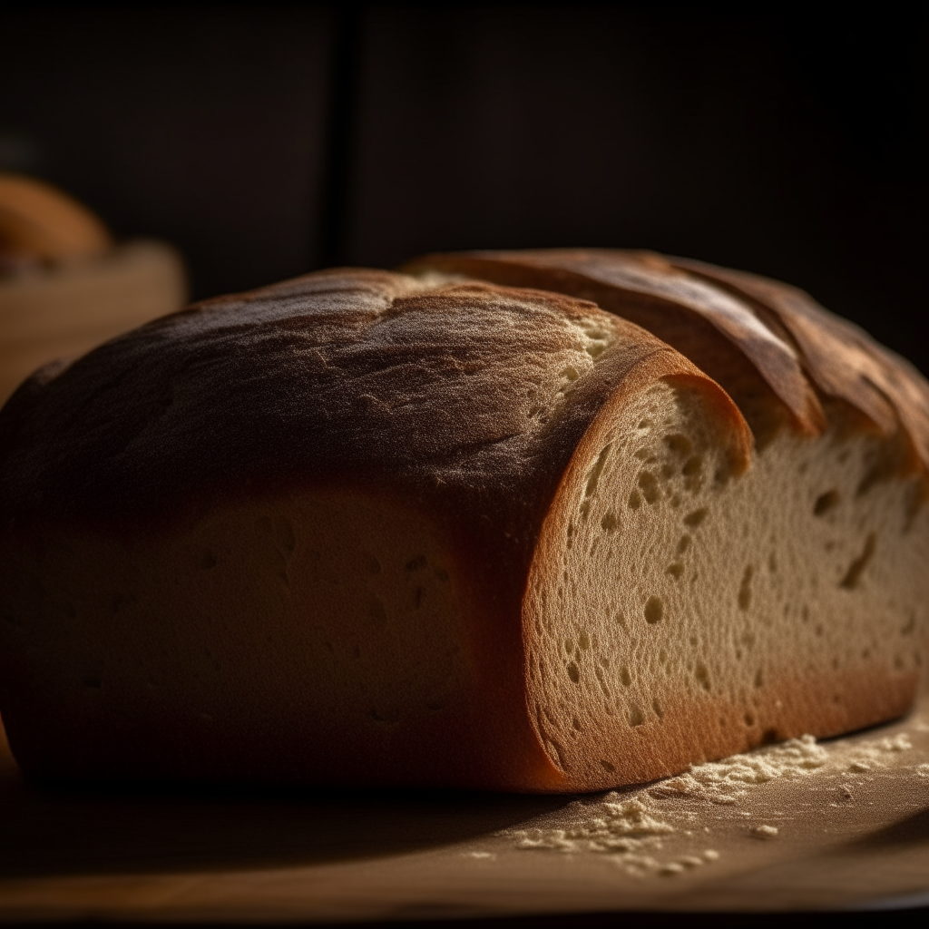 Caraway rye bread with window lighting from the side, razor sharp focus, on a wood surface