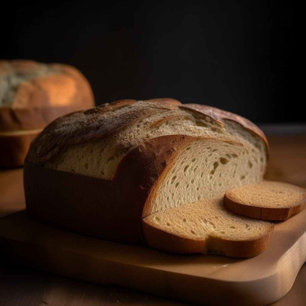 Caraway rye bread on a cutting board, bright studio lighting from an angle, tack sharp focus