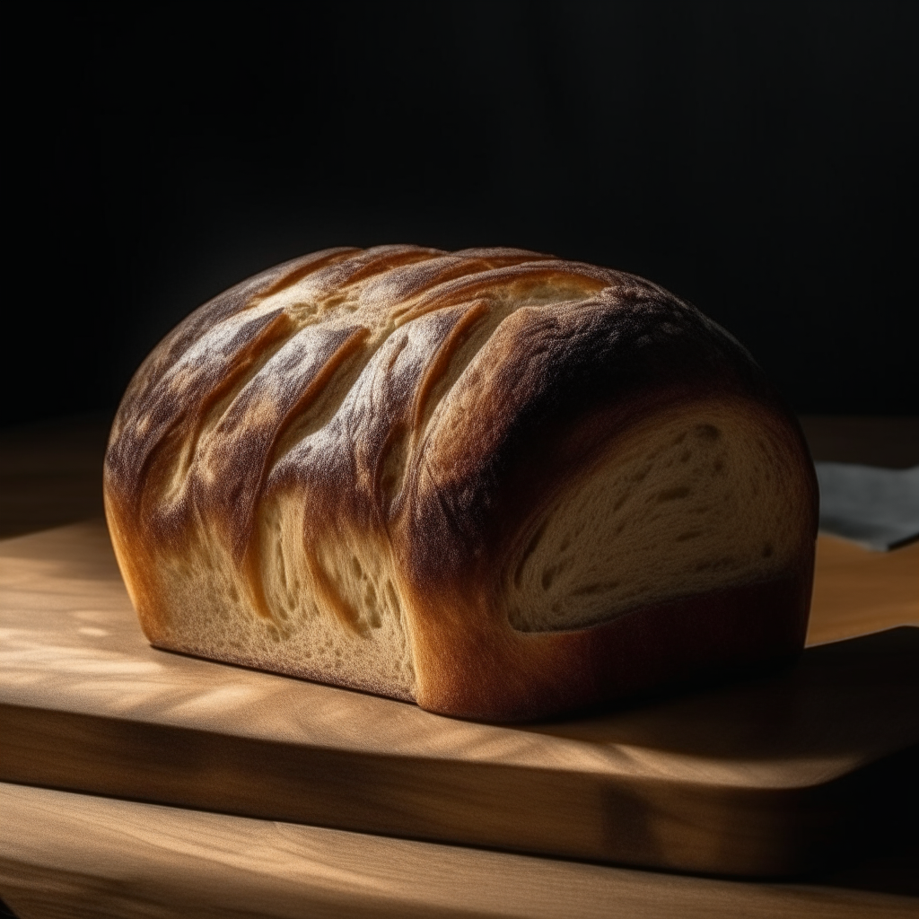 Marble rye bread with window lighting from the side, razor sharp focus, on a wood surface