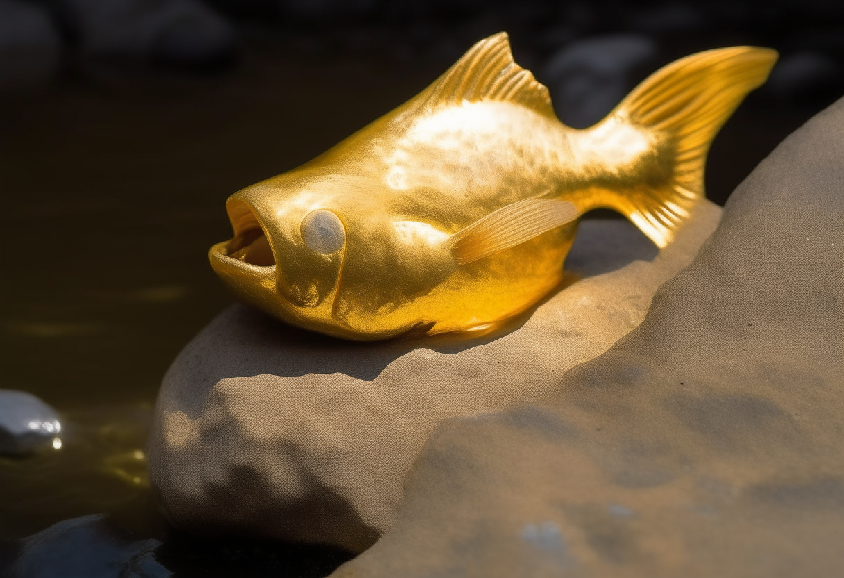 An golden stone in the fish throat 
