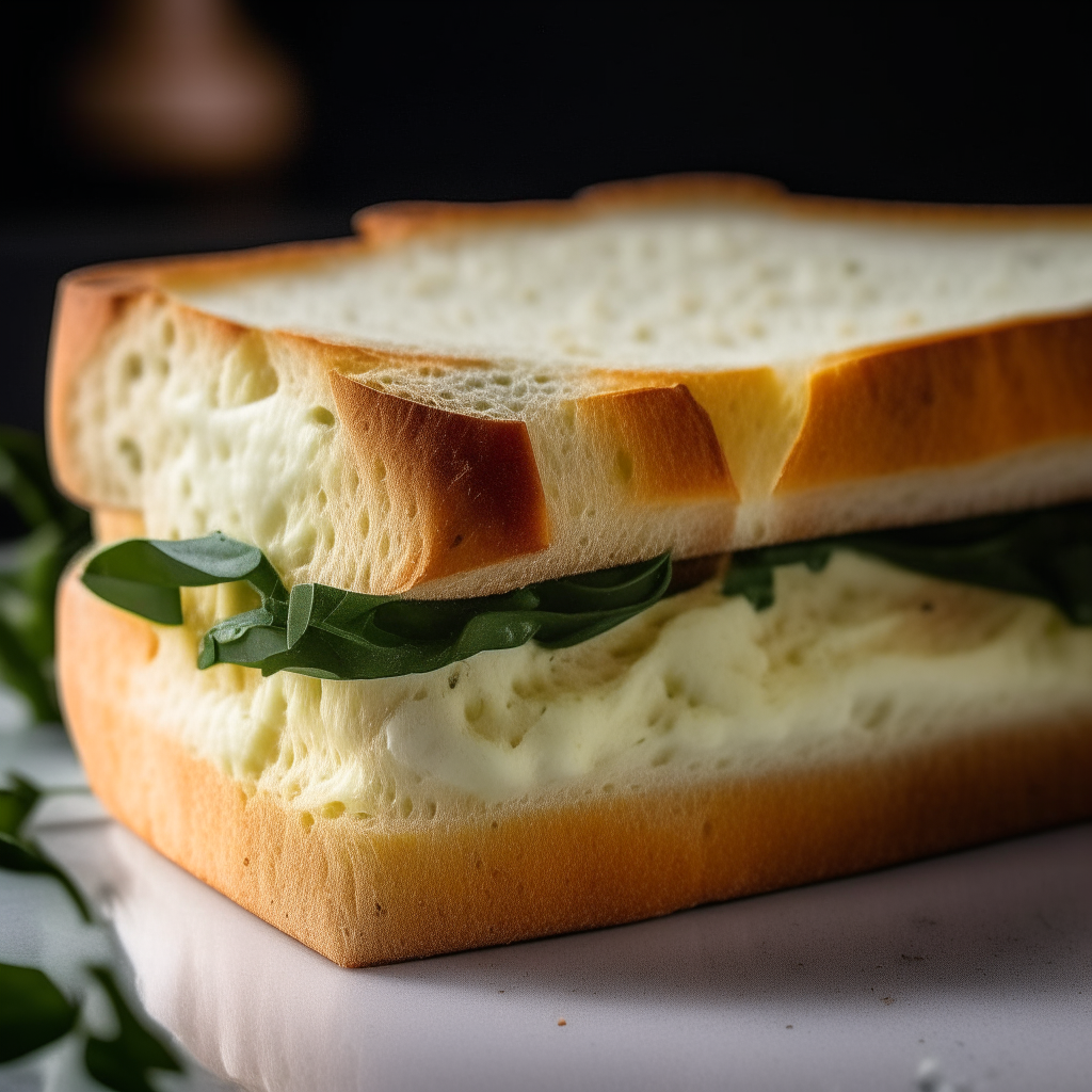 Italian herb and cheese sandwich bread on a white plate, sharply in focus under bright studio lighting. The bread is sliced to reveal the interior which has melted mozzarella cheese integrated into the soft bread rather than just on the crust. The lighting creates high contrast to show the texture.