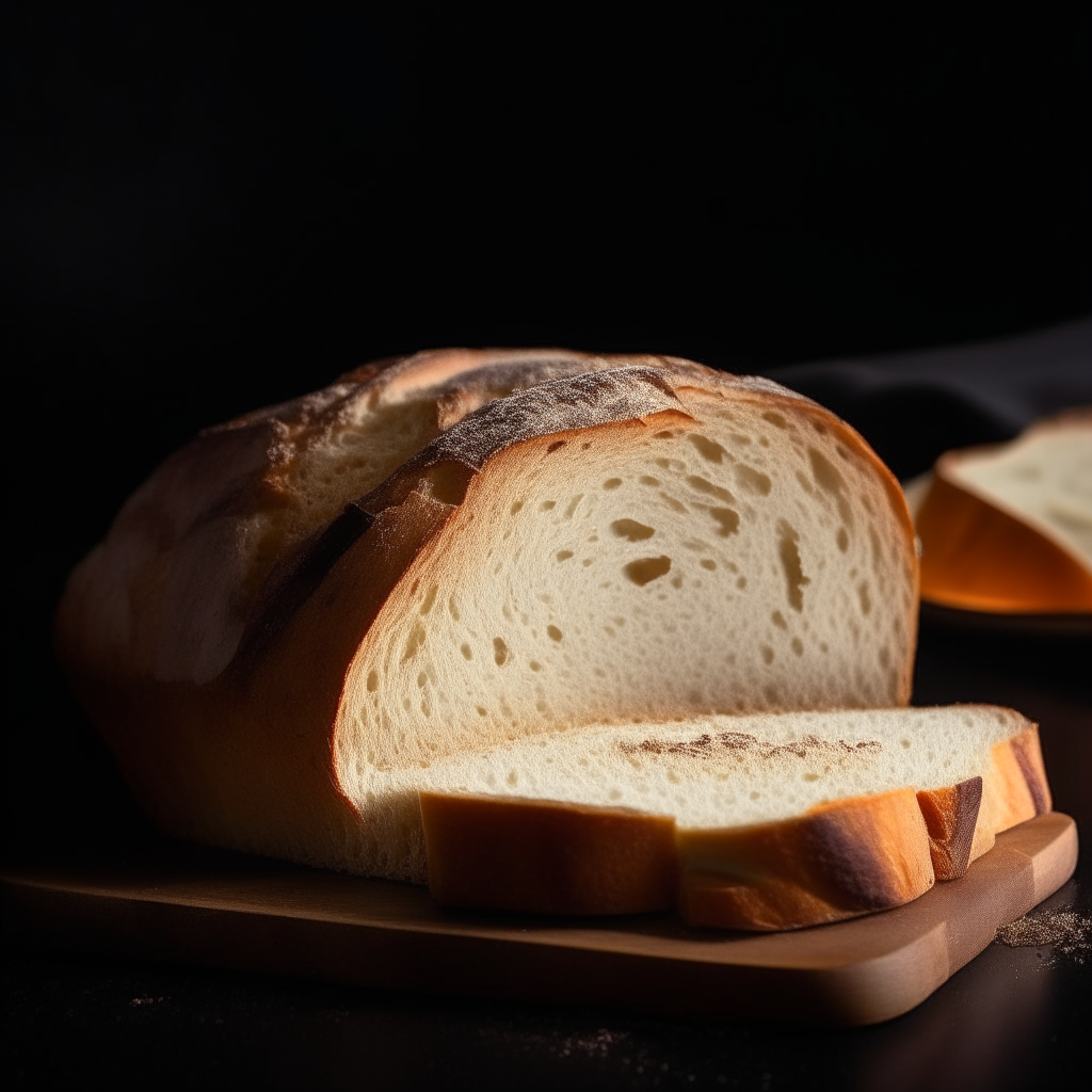 Slice of rustic gluten free sourdough bread on a white plate under bright studio lighting. Razor sharp focus. square