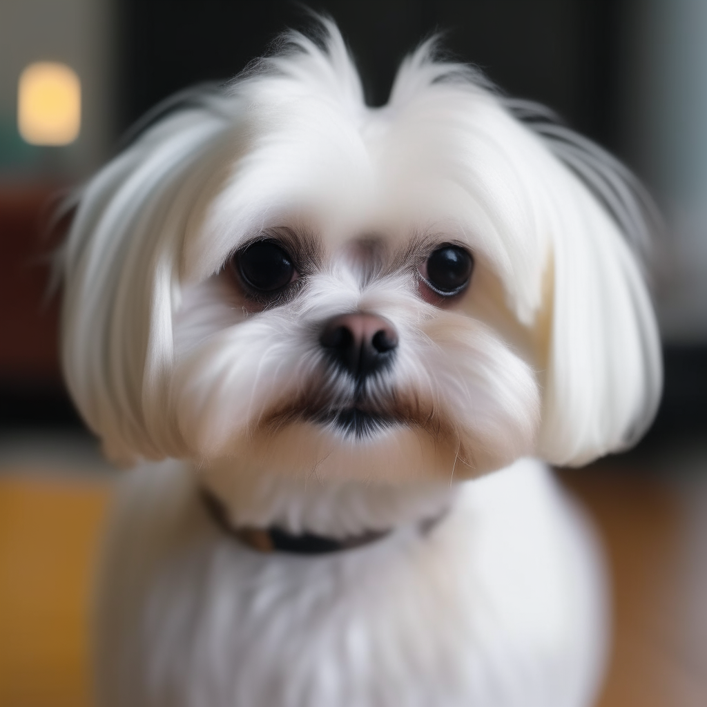 a cute white maltese dog looking at the camera