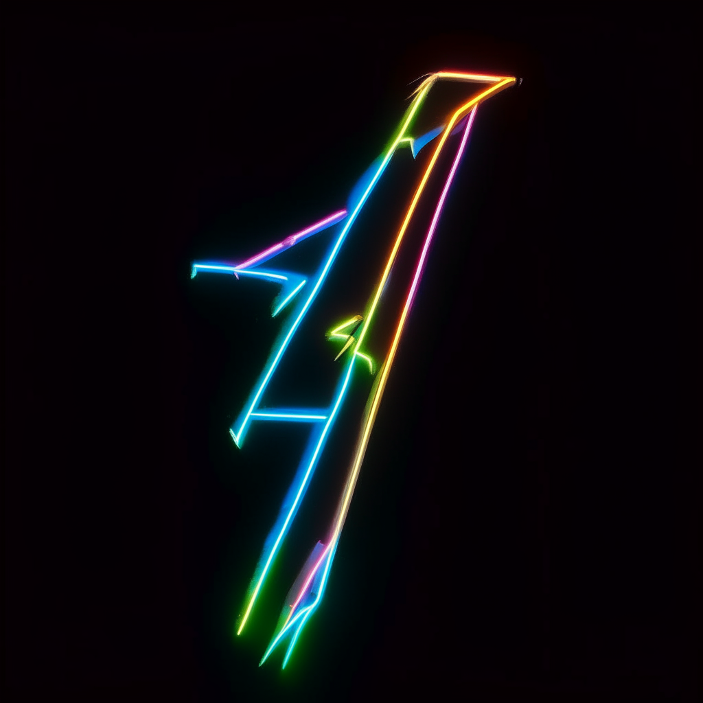 a glowing neon led sign in the shape of a lightning bolt on a black background