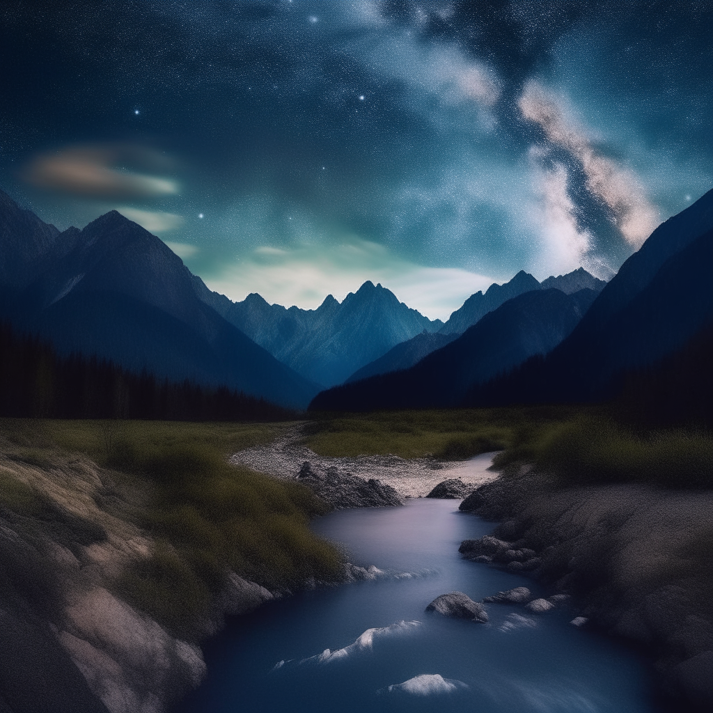 stream mountains and stars