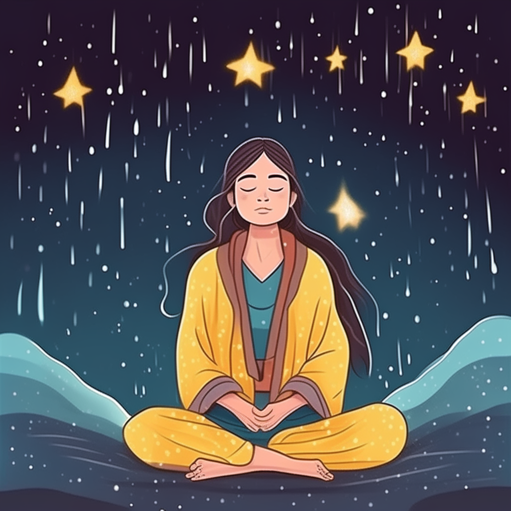 monje meditando lluvia de estrellas