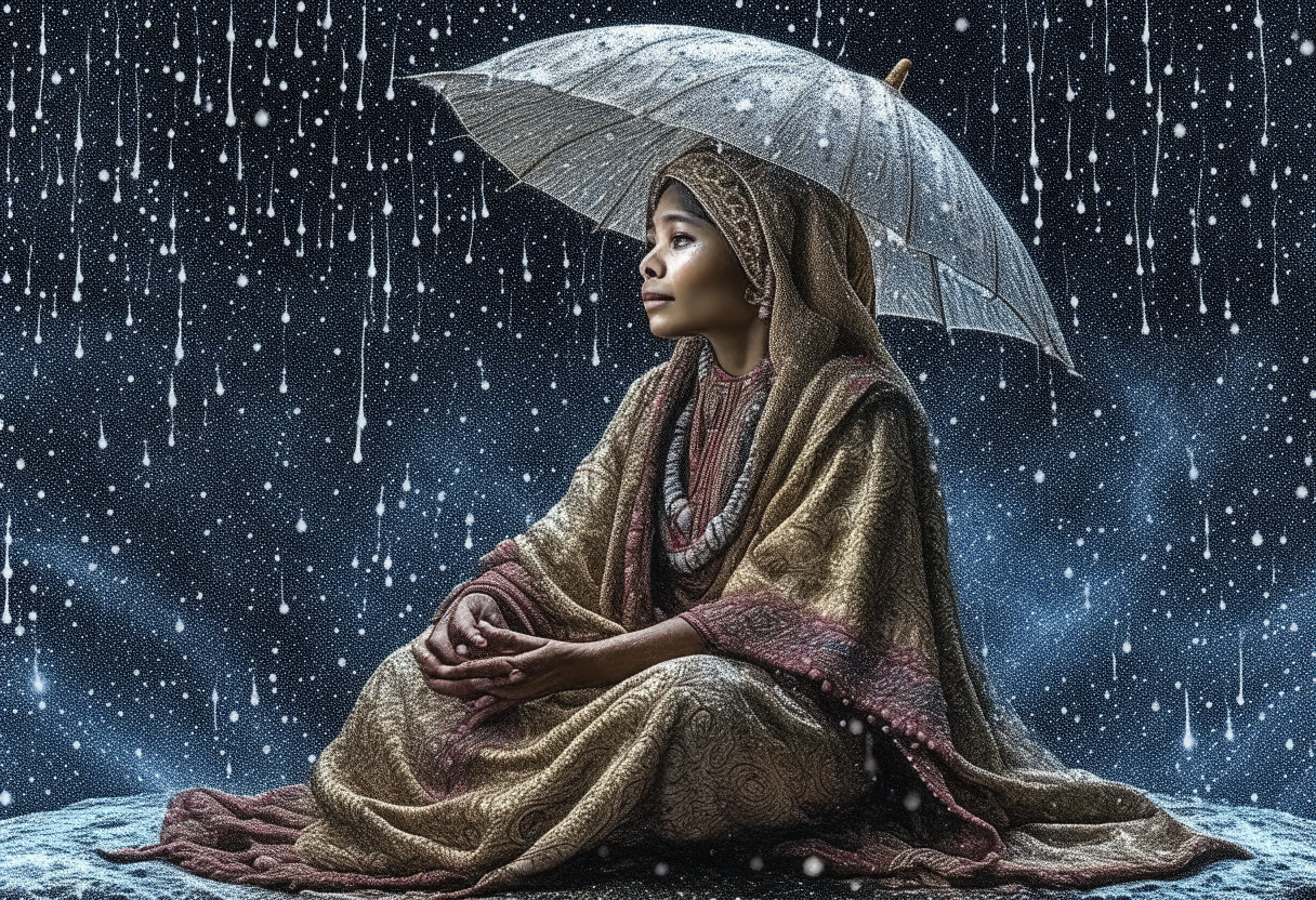 monje meditando lluvia de estrellas