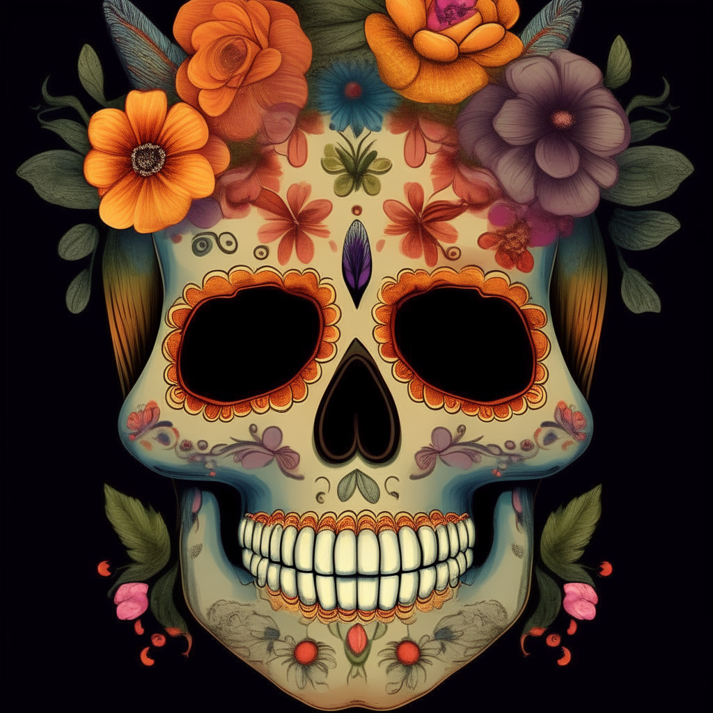 a beautifully decorated calavera sugar skull with flowers
