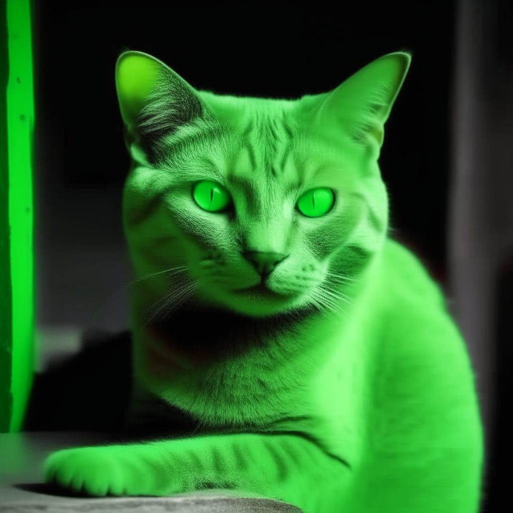 gato de color verde
