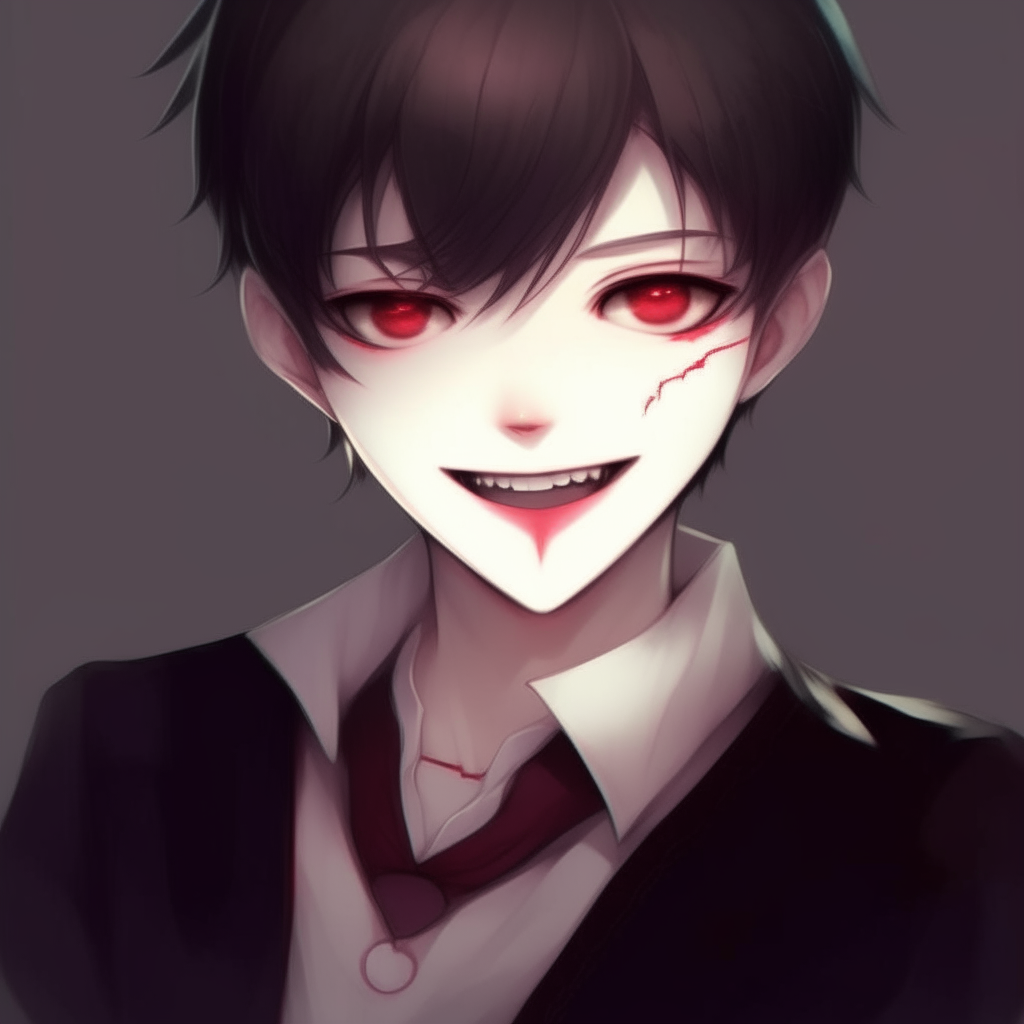 a Boy who is a vampire n school clothes mouth not open Chinese looking