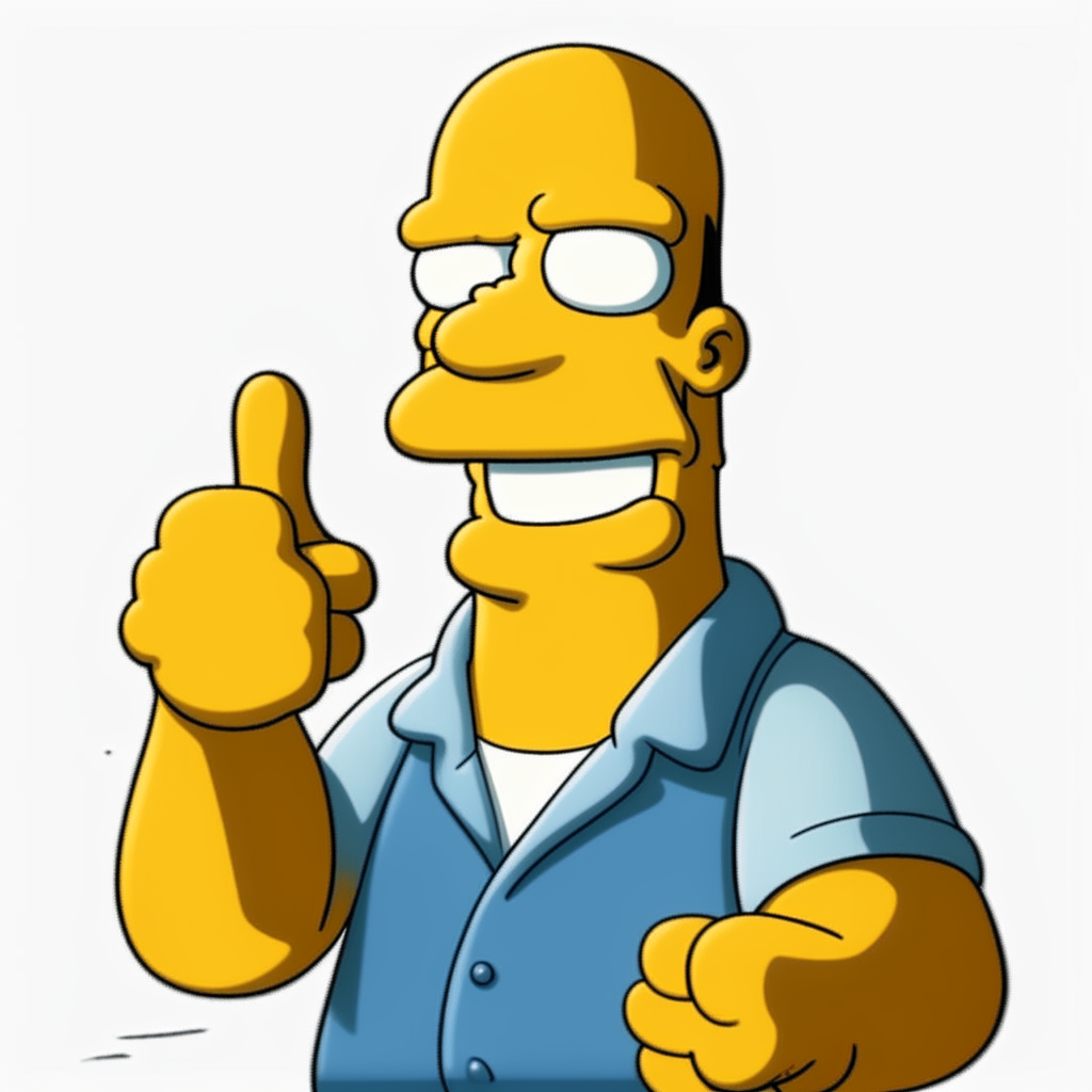 Homer Simpson from The Simpsons TV show, smiling and giving a thumbs up