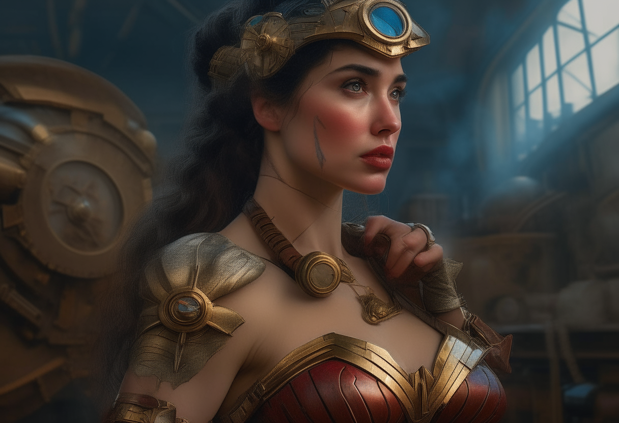 Wonder Woman from Finland, steampunk, painting, 4k HDR