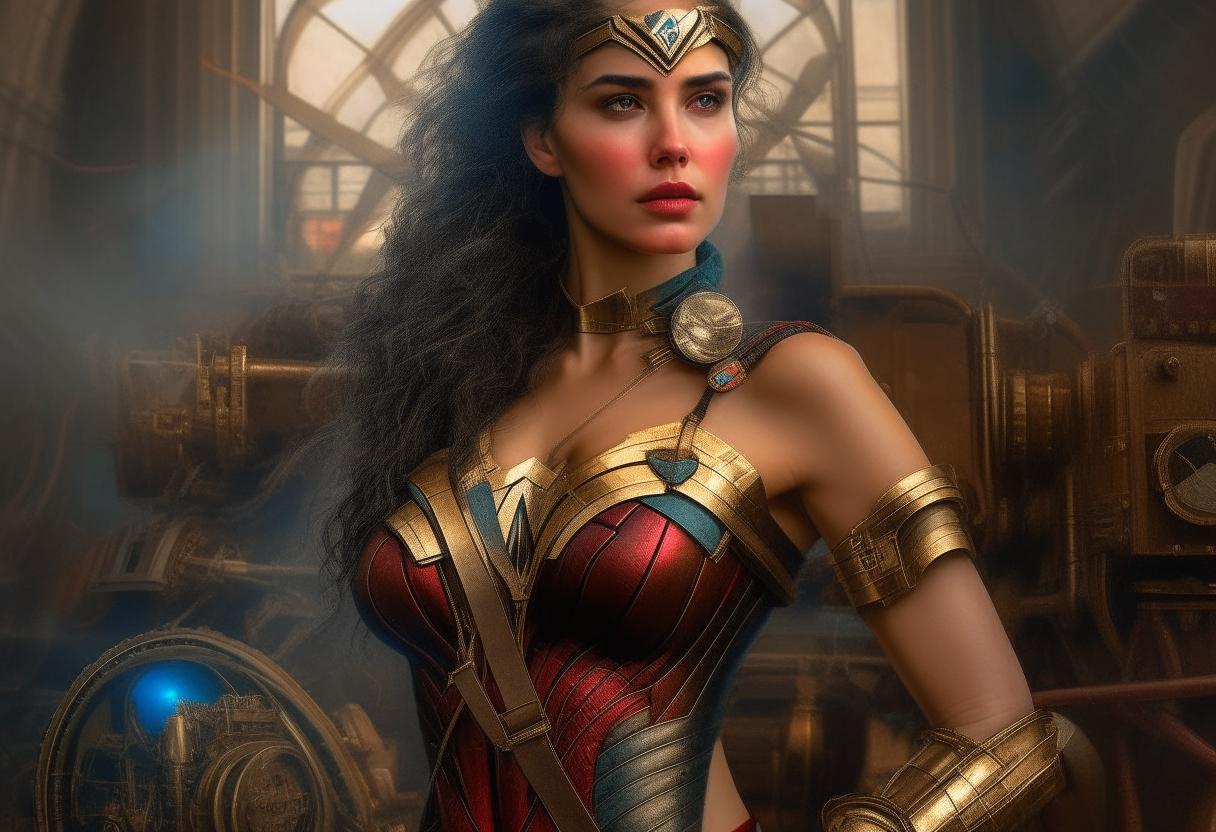 Wonder Woman from Germany, steampunk, painting, 4k HDR