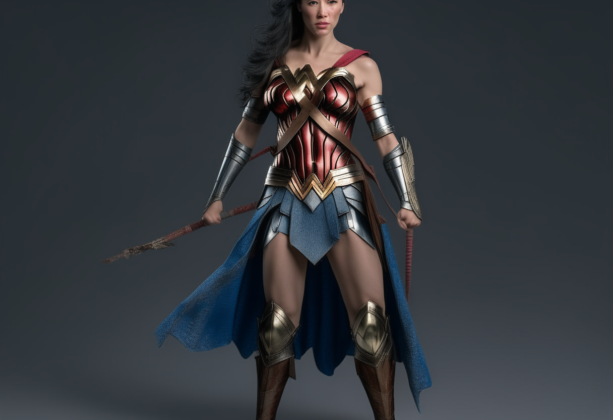 Wonder Woman from Japan, Traditional costume, full body, ultra realistic, 4k HDR. award winning photography, magic, trending on shutterstock”, Negative prompt 1: “caricature, lacklustre, youtube”