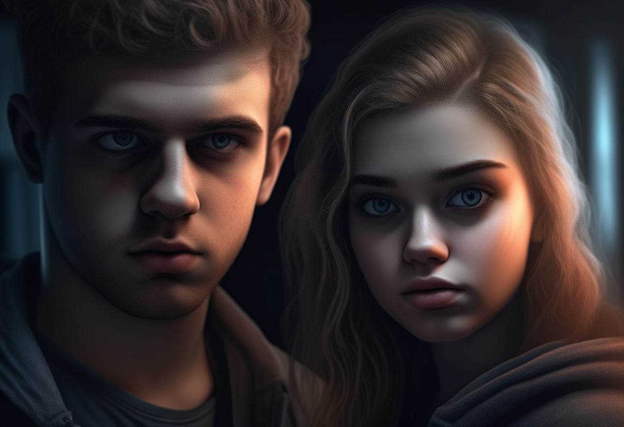   liam and maya .".. cinematique,4k,ultra realiste