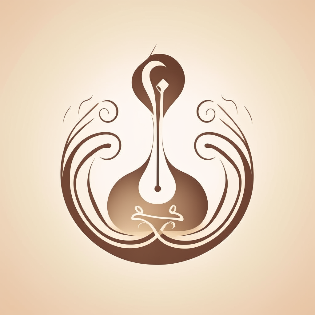 Harmony Emblem: Visualize a logo that artfully combines a delicate, intertwined musical note with the graceful curves of a serene, meditating figure. The fusion of music and mindfulness is captured in the harmony of these elements.