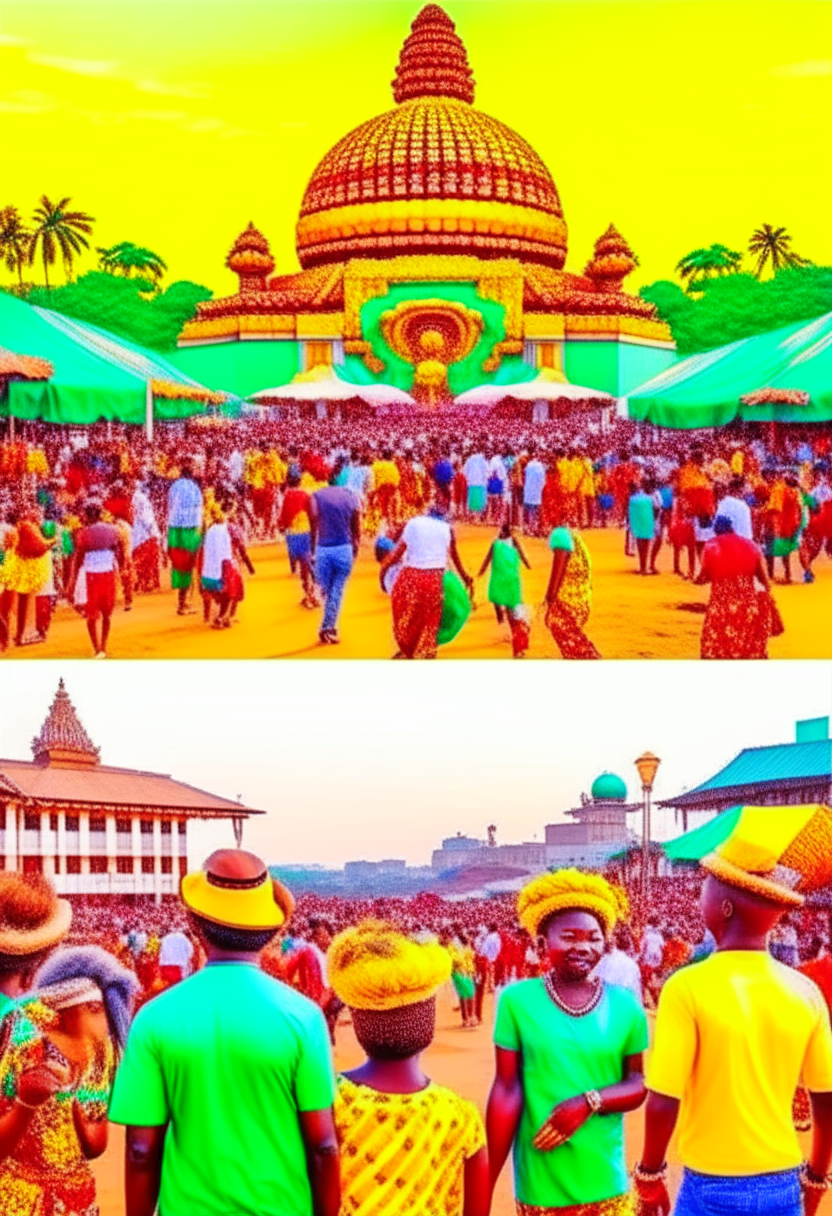 50 images of African festivals and 20 images of African landmarks  in one picture 