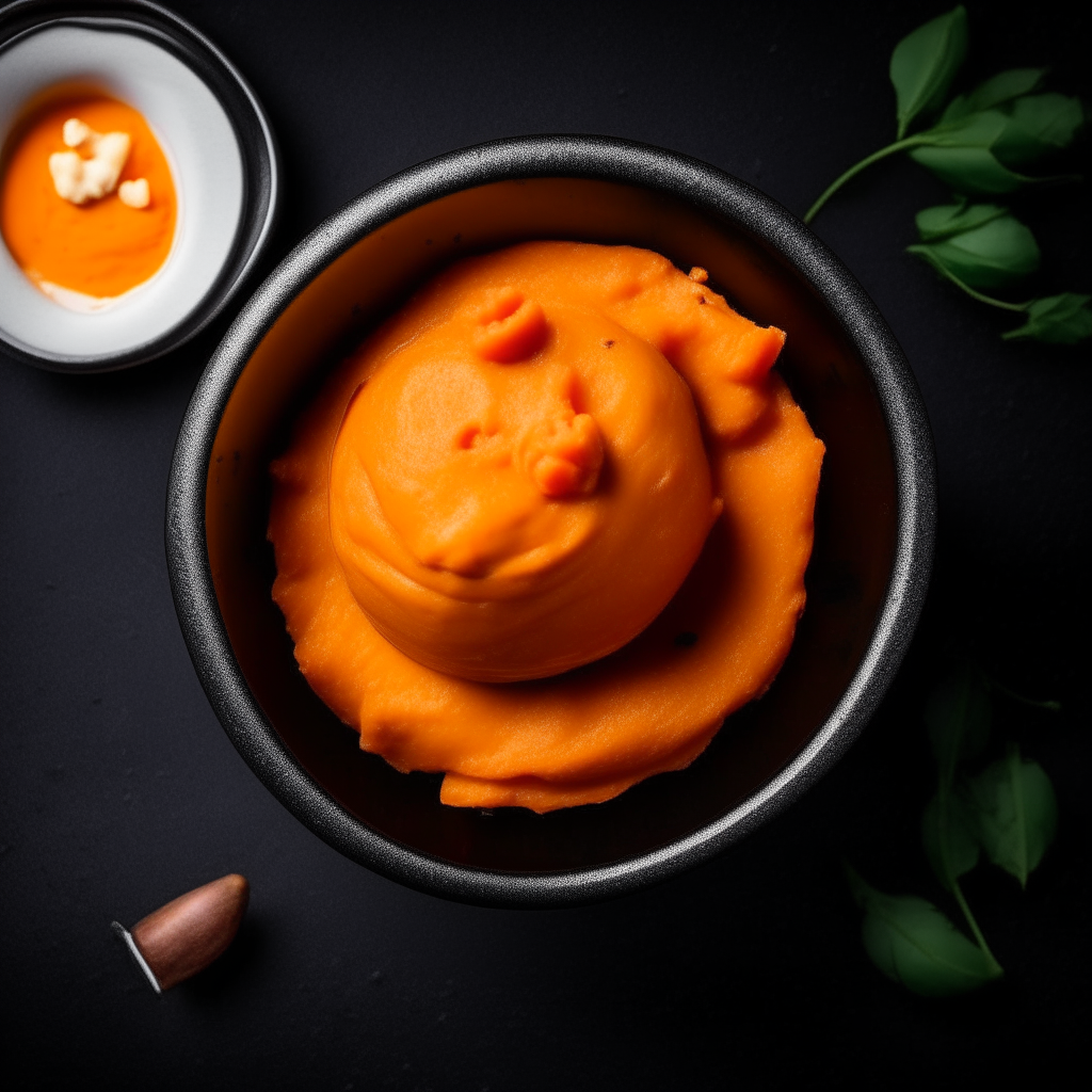 Sweet potato baby food photographed from above with bright studio lighting and razor sharp focus on the mashed sweet potatoes Sweet potato baby food photographed at a slight angle with bright studio lighting and razor sharp focus on the mashed sweet potatoes Sweet potato baby food photographed straight on with bright studio lighting and razor sharp focus on the mashed sweet potatoes