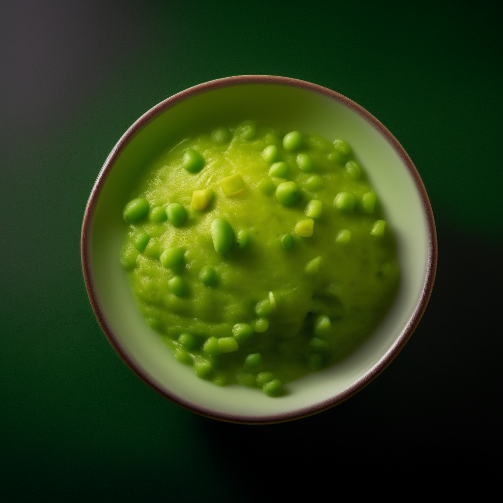 Bowl of mashed pea baby food photographed from above with bright studio lighting and razor sharp focus Bowl of mashed pea baby food photographed at an angle with bright studio lighting and razor sharp focus Bowl of mashed pea baby food photographed straight on with bright studio lighting and razor sharp focus