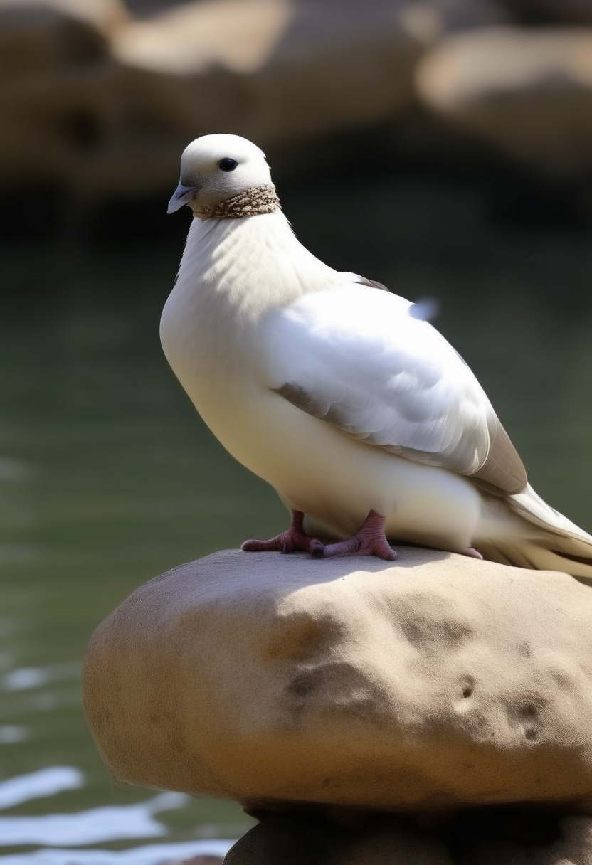A dove on top of Jesus' head in his baism in the Jordan River