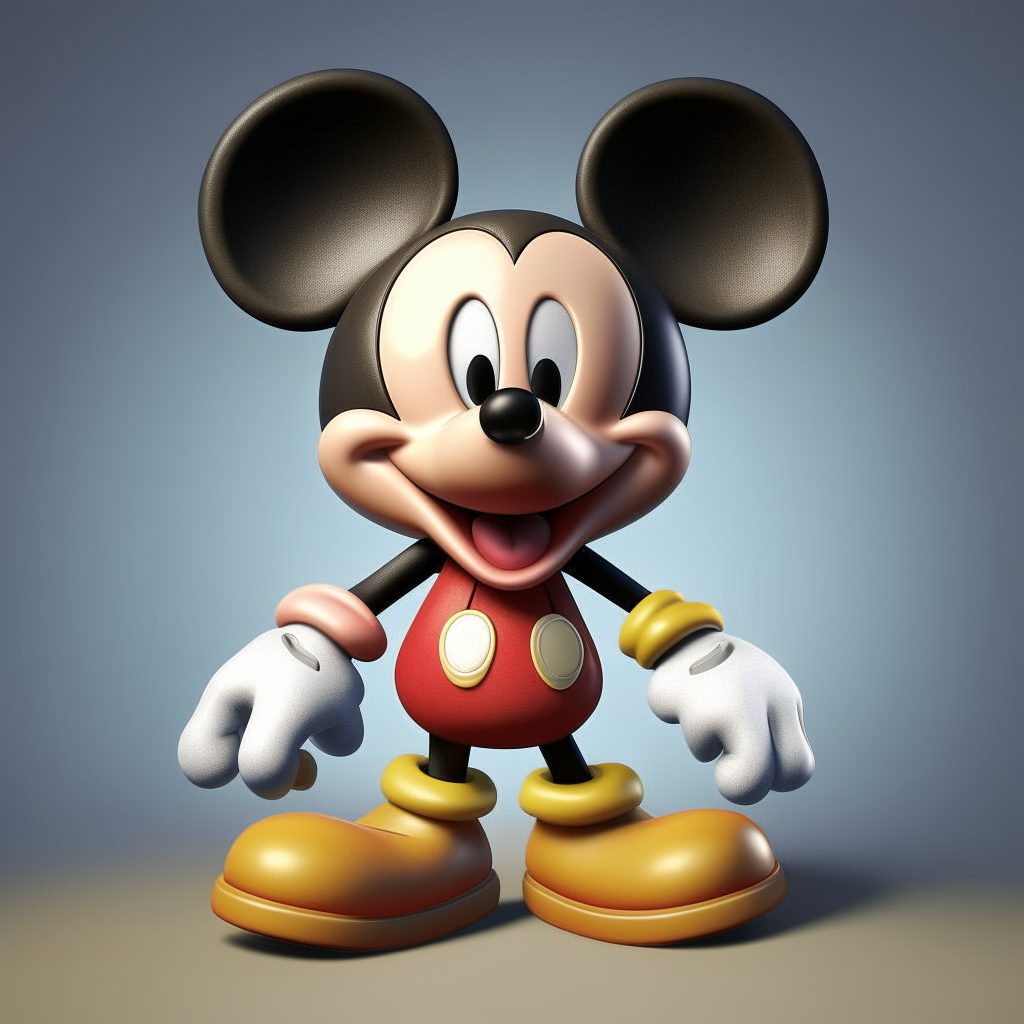 Mickey Mouse cartoon character facing forward, fun, happy, smiling, high resolution