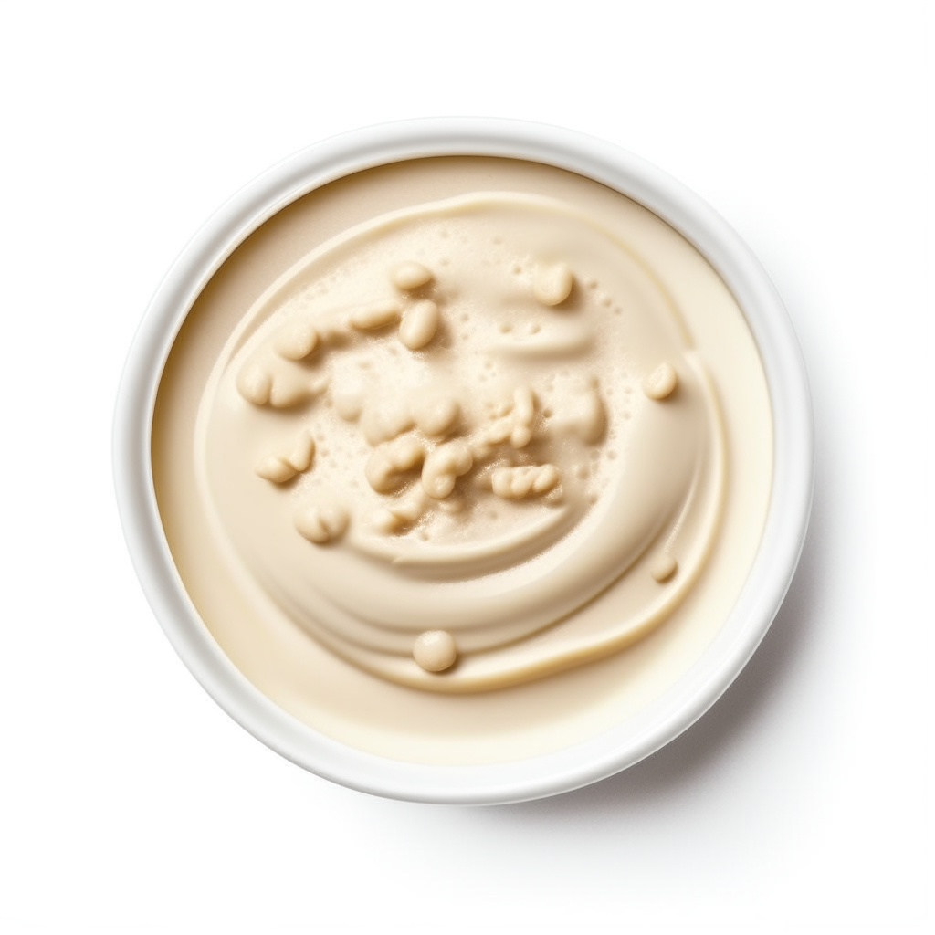 A bowl of creamy Barley Smooth Mix baby food puree, fully blended into a uniform texture, on a white background