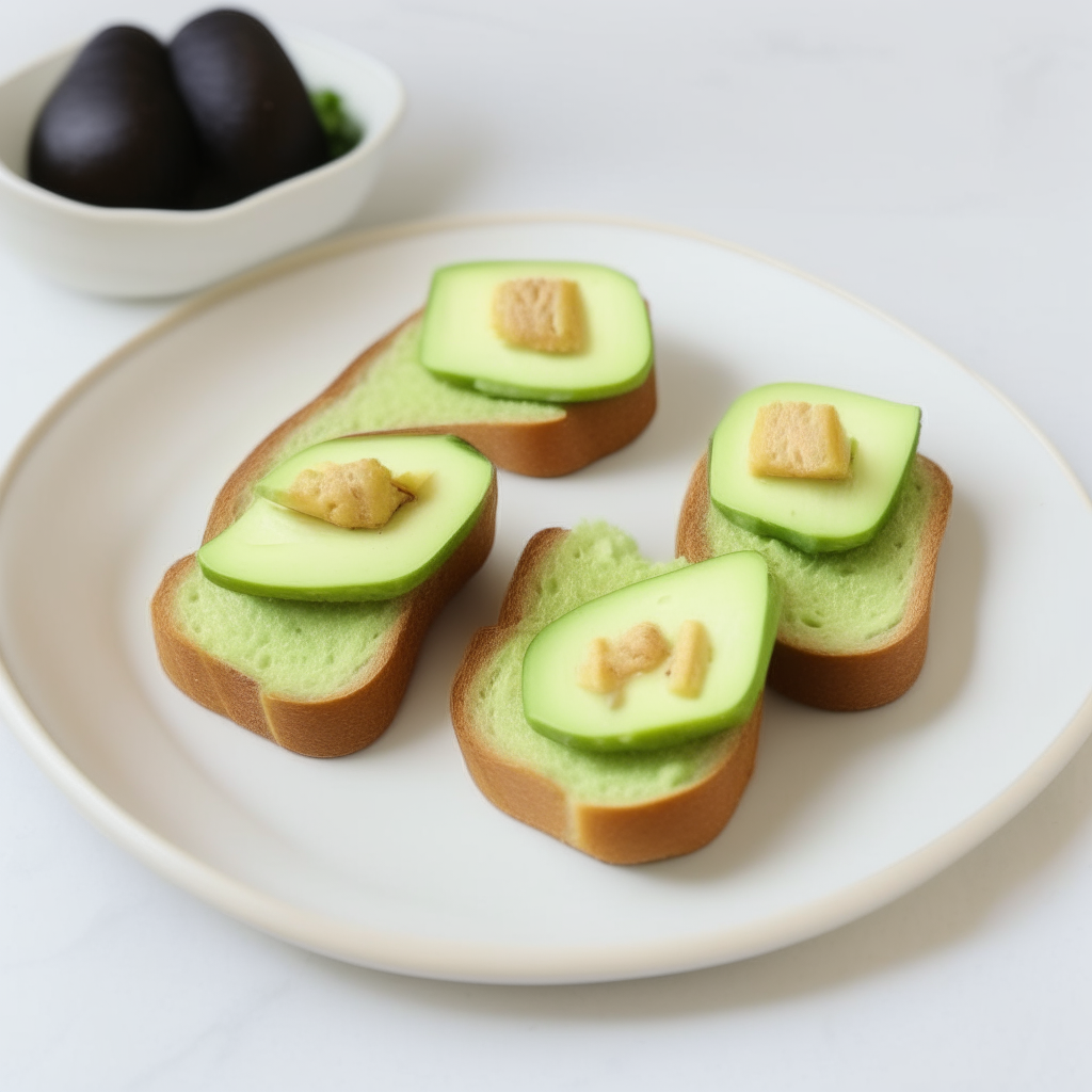 Toast fingers with avocado spread arranged on a white plate, freshly made and ready to eat, suitable for babies 9-12 months old