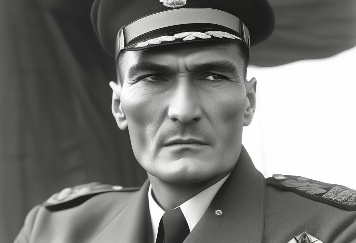 close up of Atatürk, young, cigaret, war