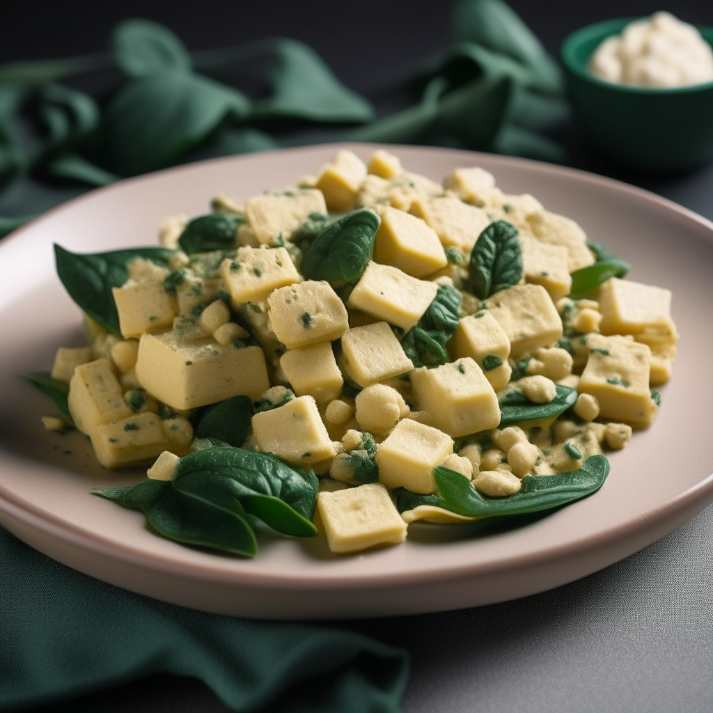 Scrambled tofu with spinach for babies, bright studio lighting, razor sharp focus on the tofu and spinach, fill the frame Scrambled tofu with spinach for babies, bright studio lighting, razor sharp focus on the tofu and spinach, fill the frame Scrambled tofu with spinach for babies, bright studio lighting, razor sharp focus on the tofu and spinach, fill the frame