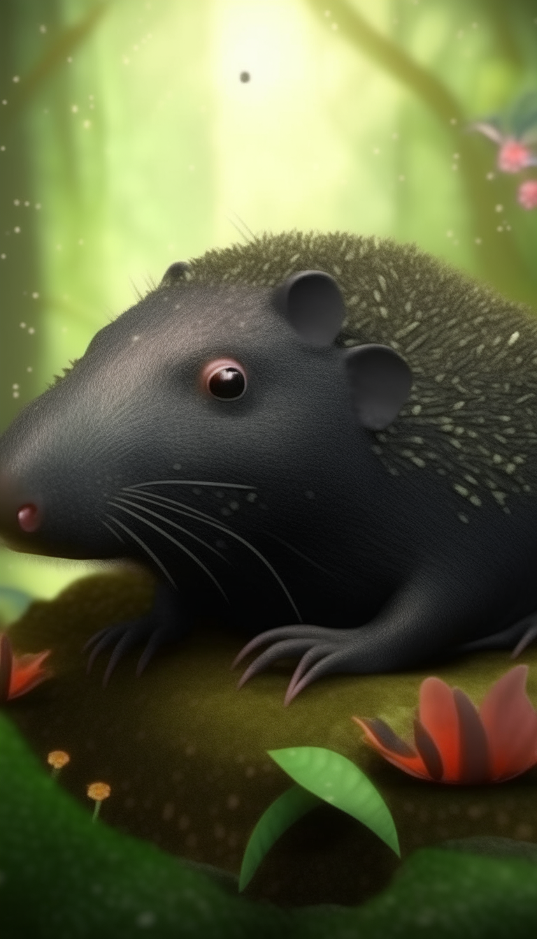 Star Nosed Mole above ground, grassy, forest, best quality, fantasy art, realistic, 4k resolution, 9:16 ratic seed