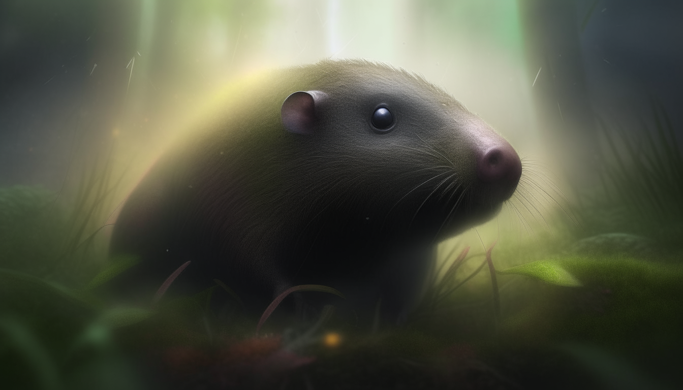 scary big Star Nosed Mole above ground, grassy, forest, best quality, fantasy art, realistic, 4k resolution