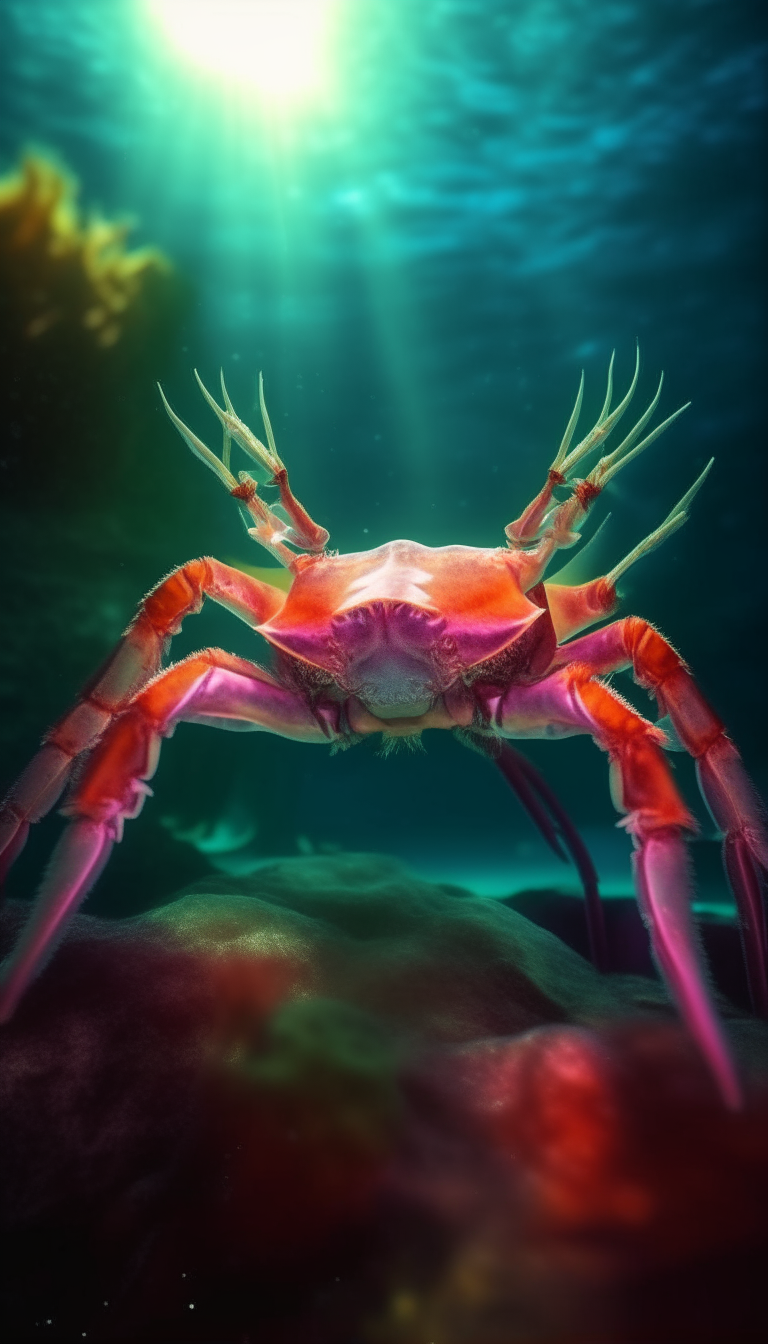 Japanese Spider Crab in the water, best quality, fantasy art, realistic, 4k resolution, 9:16 ratic