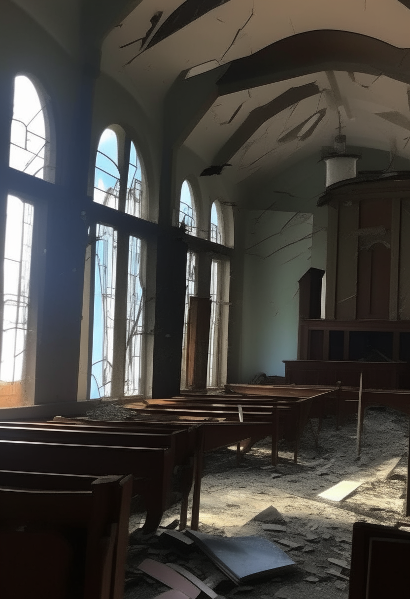 Un fuerte viento azotó en el interior del la iglesia, haciendo que las ventanas se abrieran y la vela se apago dejando a la iglesia en total oscuridad.