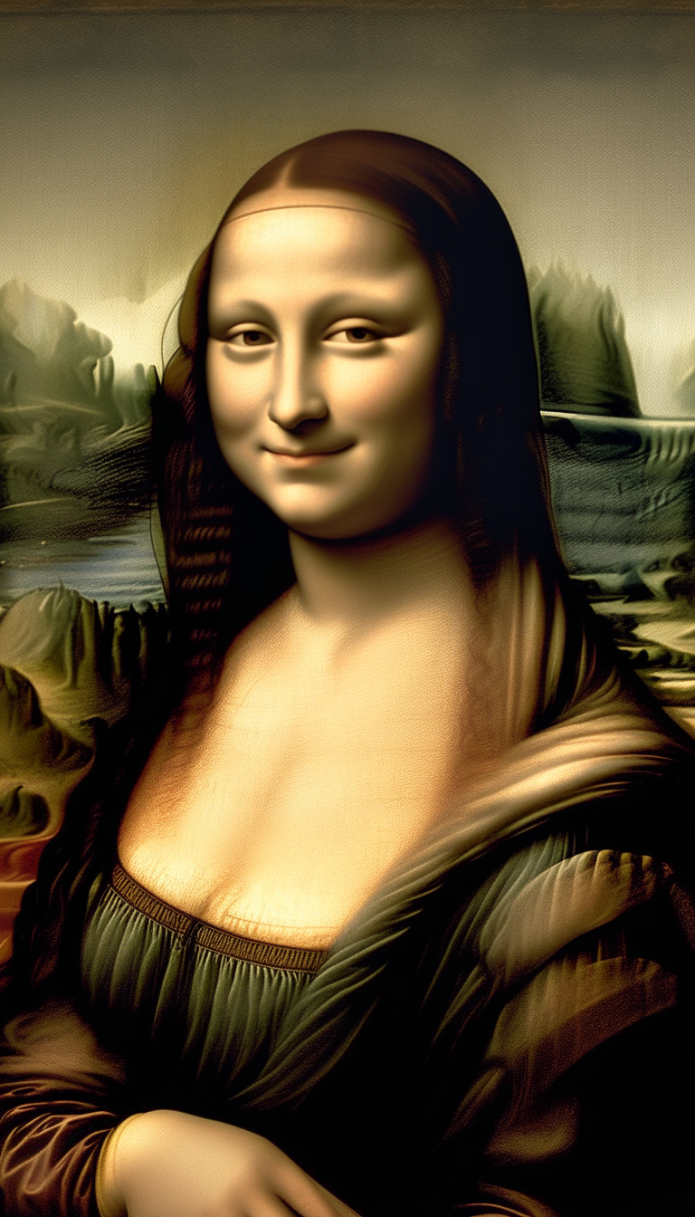 mona lisa paint, high resolution, best quality, ar:9:16