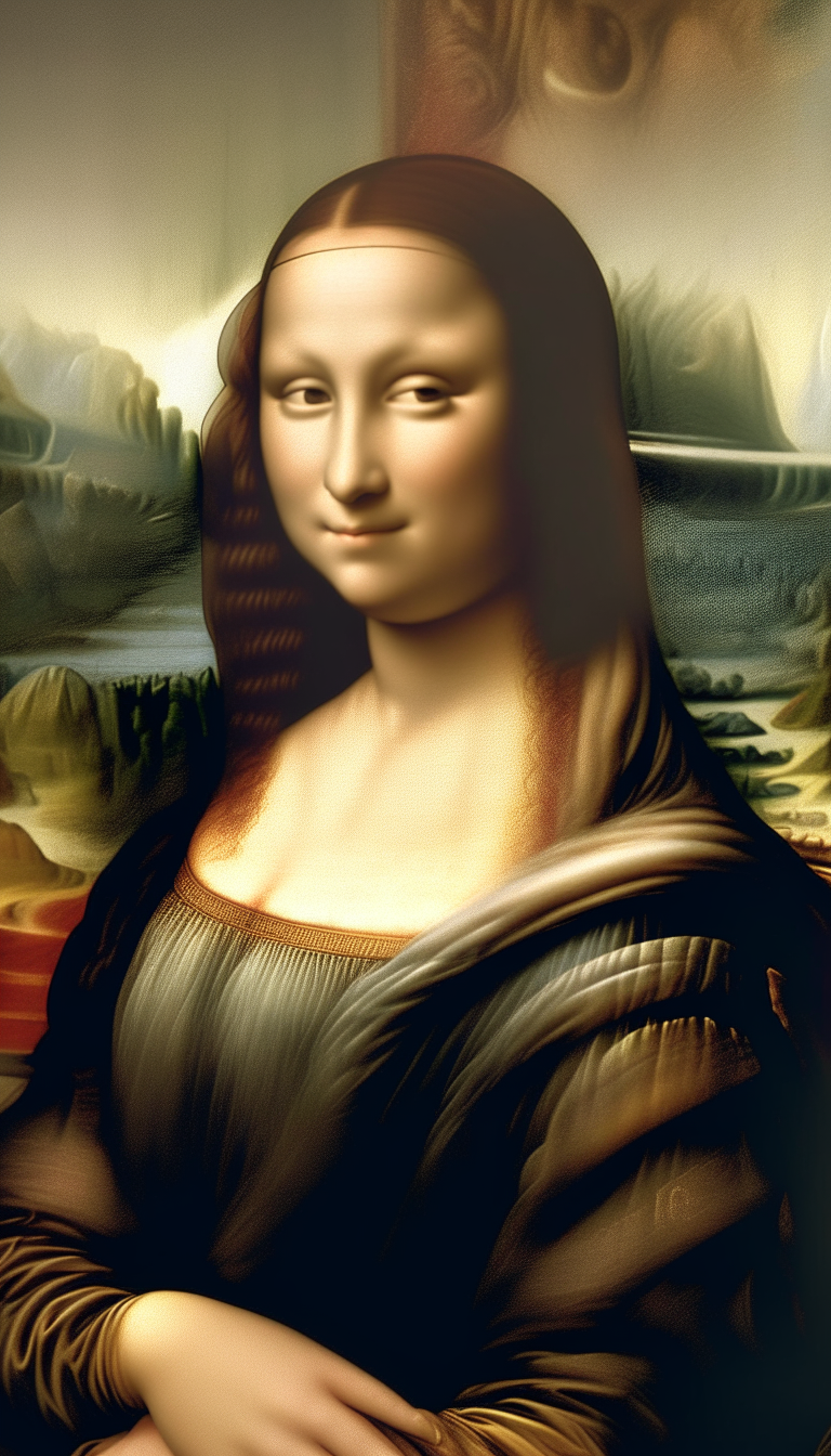 mona lisa paint, real paint, high resolution, best quality, ar:9:16