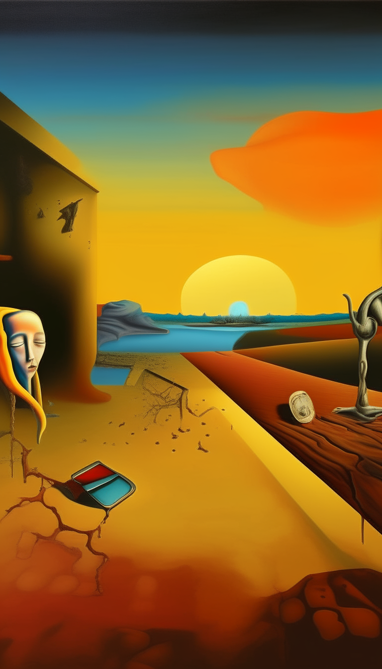 The Persistence of Memory, follow the original, real paint, high resolution, best quality, ar:9:16