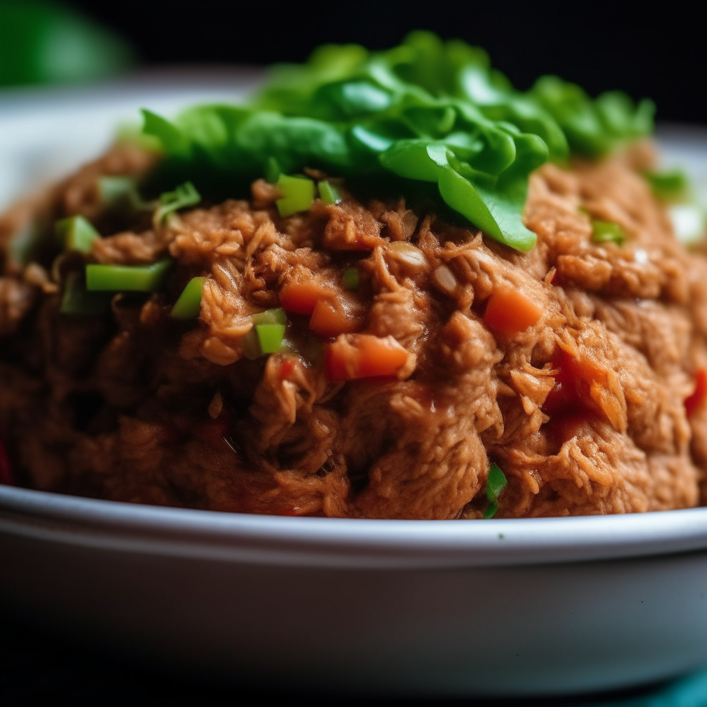 Photo of Asian turkey lettuce wraps in a crock pot, extremely sharp focus, bright studio lighting from the right, filling the frame