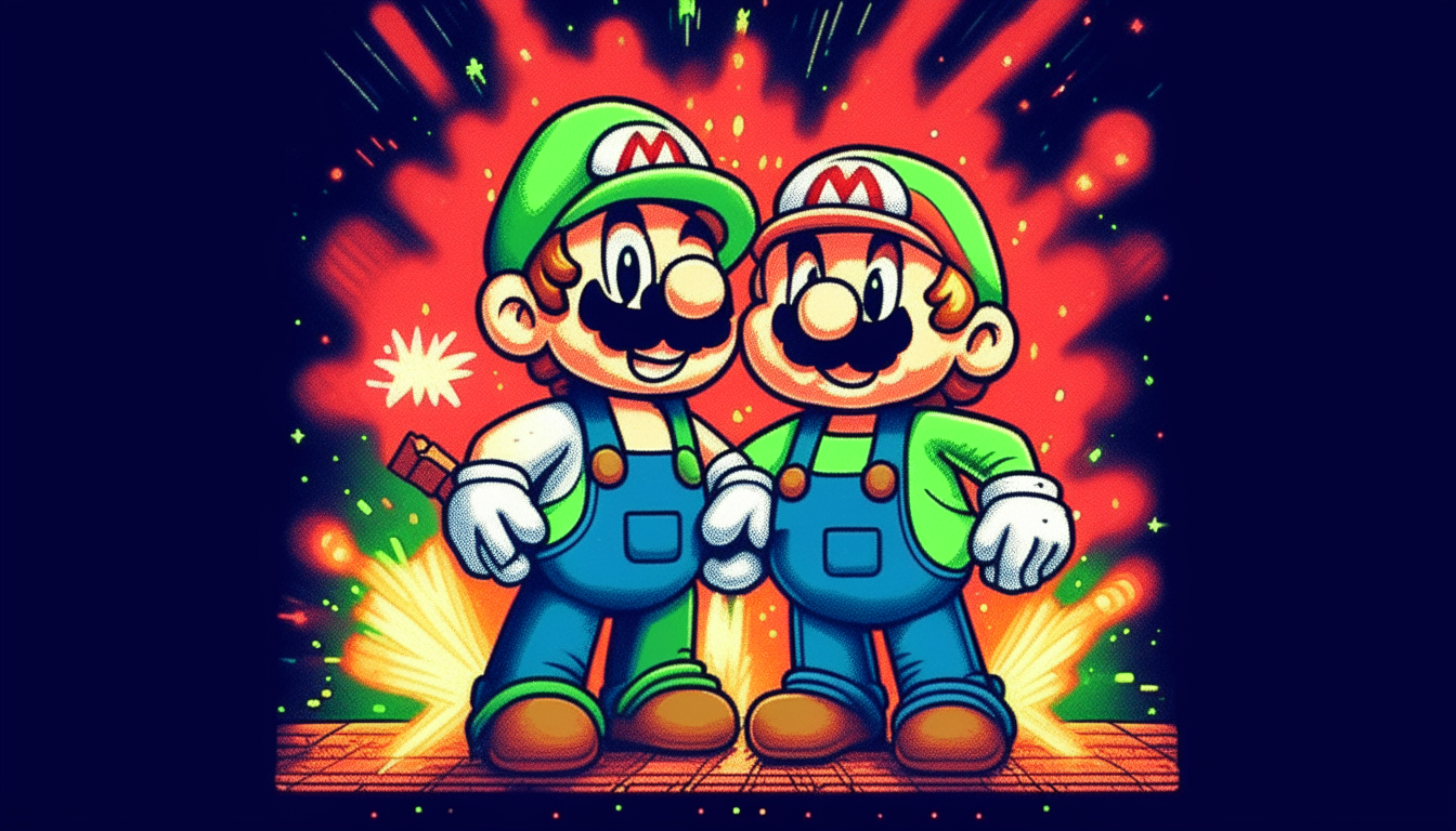 supermario kisses luigi,