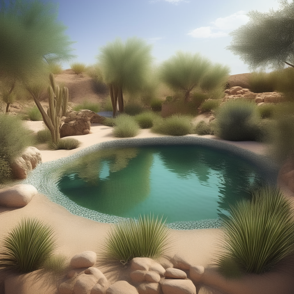 Secluded Desert Oasis:
Amidst desert dunes, a hidden oasis reveals itself. A natural spring forms a small pool surrounded by vibrant greenery. The water's gentle flow creates a peaceful oasis in the midst of arid landscapes, offering respite and a sense of quiet wonder.