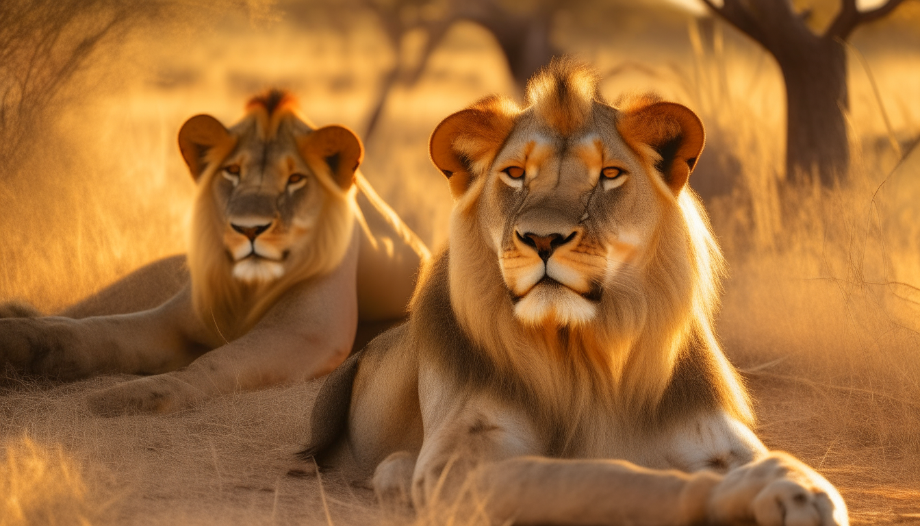 4 lions in a den