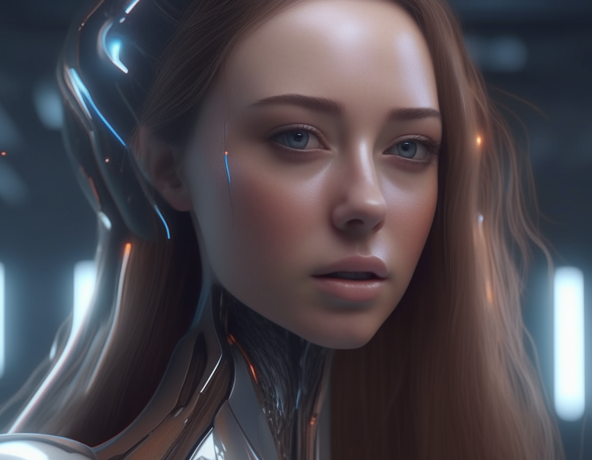 a futuristic woman with smooth skin and flowing hair, photorealistic 4k portrait