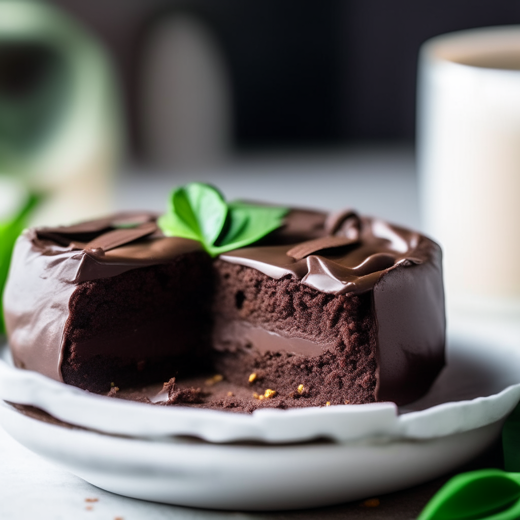 Zucchini chocolate cake in a white bowl, angled side view, soft natural lighting from the left, shallow depth of field, instagram ready