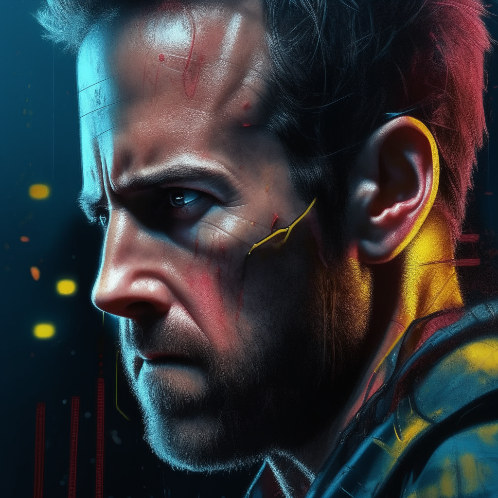 Ryan Reynolds as wolverine. intricate details, cyberpunk art, with a bit of wolverine thrown in for good measure. Ryan Reynolds as wolverine. intricate details, cyberpunk art waist up facing camera