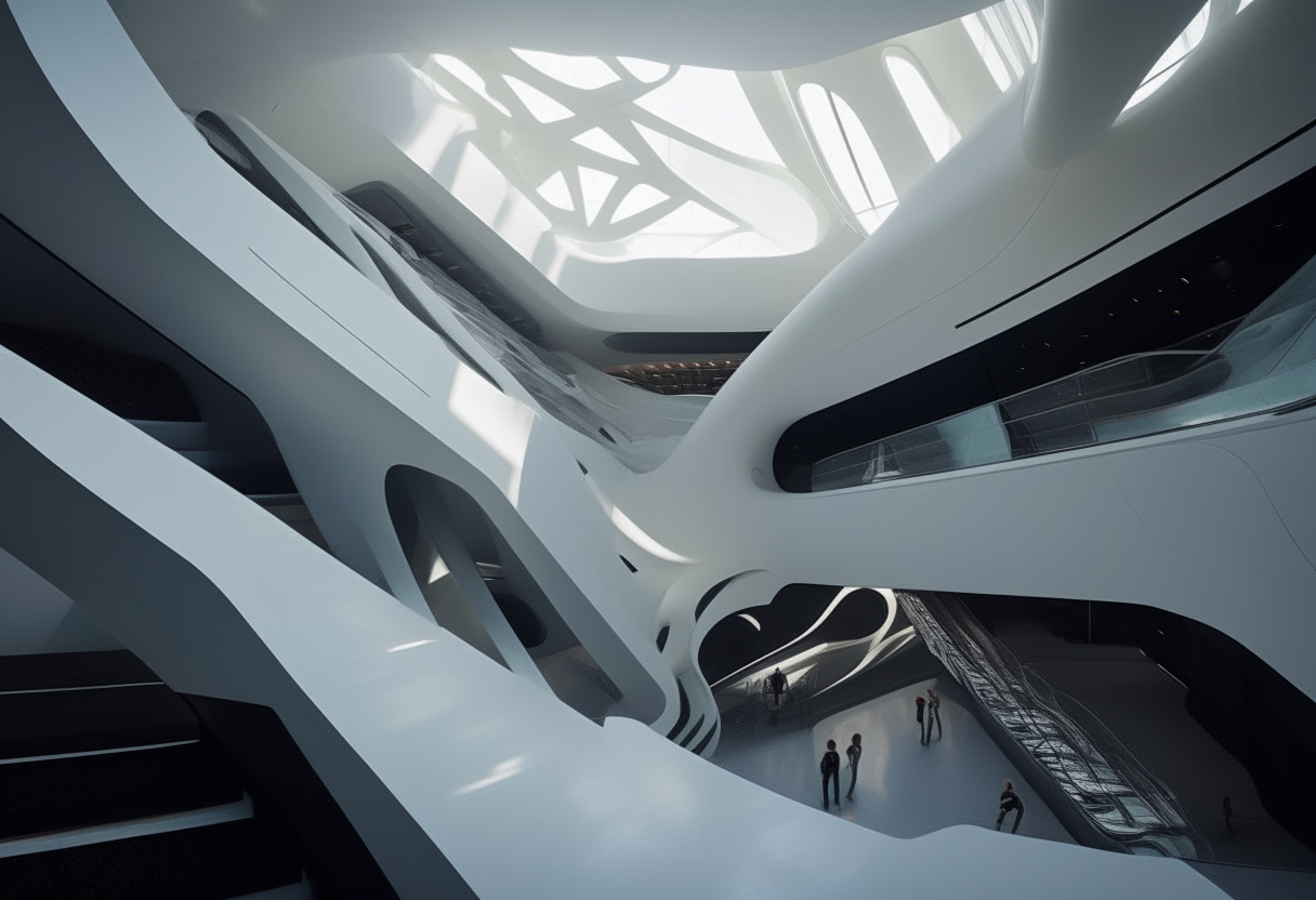 Zaha Hadid museum  interior  design, photography, highly detailed