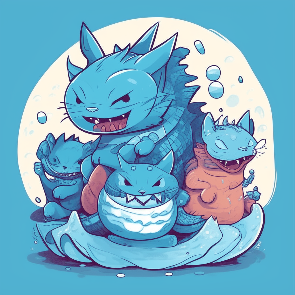 Cute cartoon cats playing around an icy blue dragon in a logo that says 'El Rincón del Gato Dragón' in a fun font