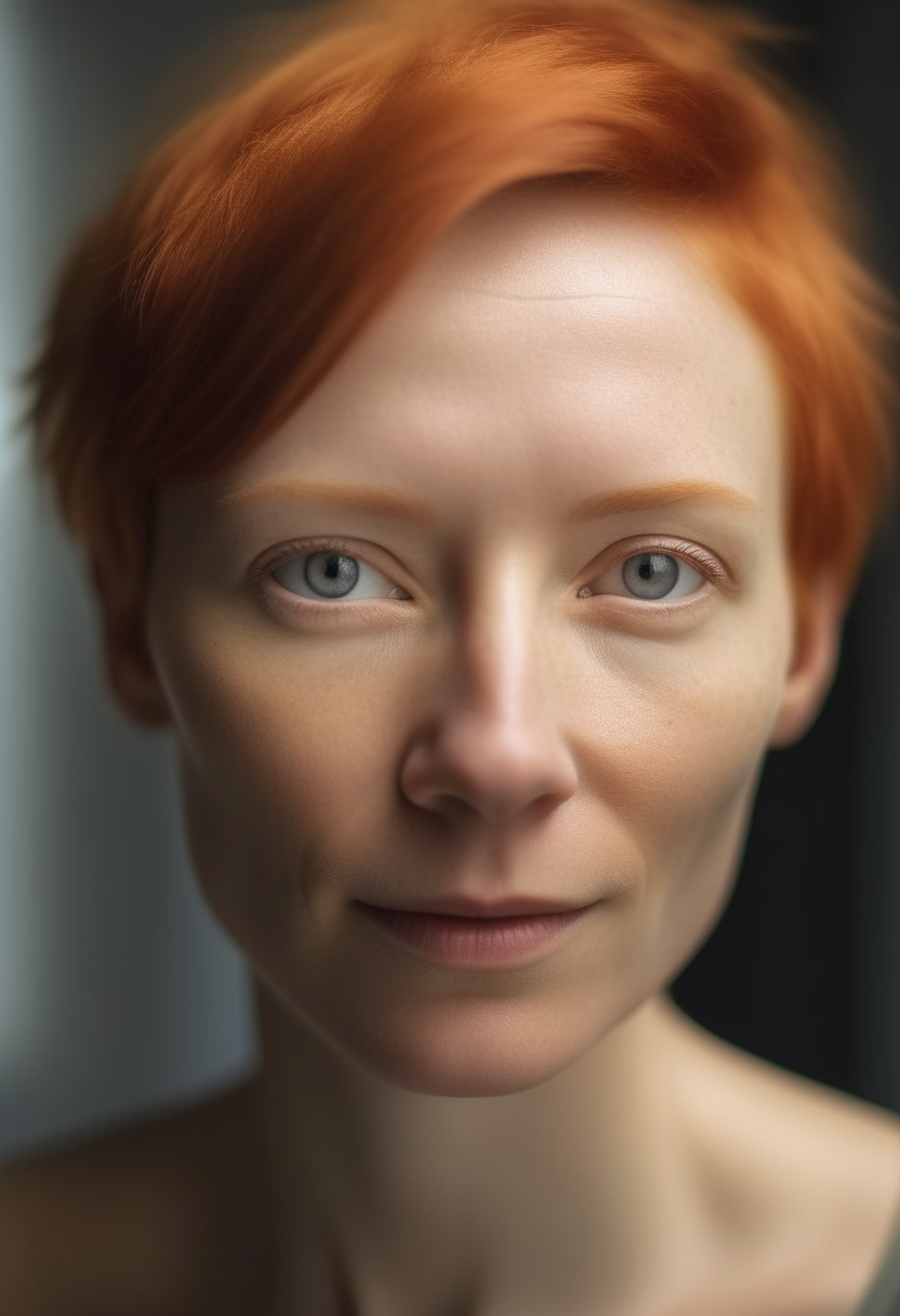 A beautiful ginger of 30 years with short hair and no make up