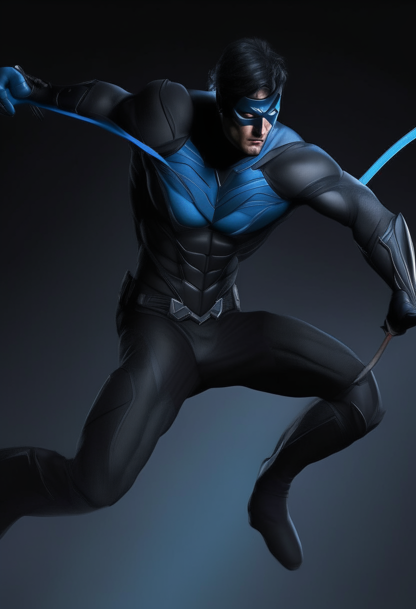 a nightwing ninja in a dynamic action pose