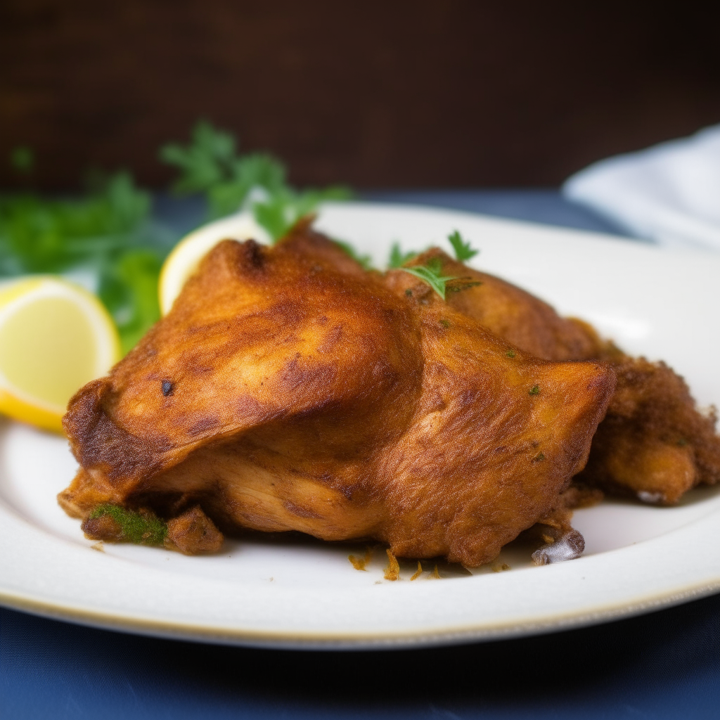 Mediterranean spiced turkey thighs arranged on a white plate, extremely sharp focus, bright studio lighting