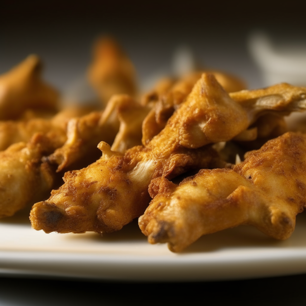 Pile of tangy mustard turkey drumettes on a plate, shot at a 45 degree angle, razor sharp focus, natural lighting