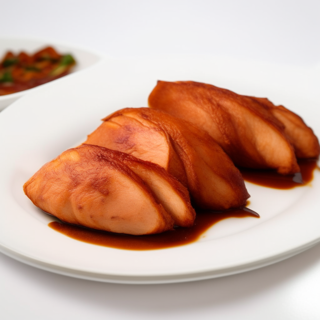 Smoky paprika turkey tenderloins arranged on a white plate, extremely sharp focus, bright studio lighting